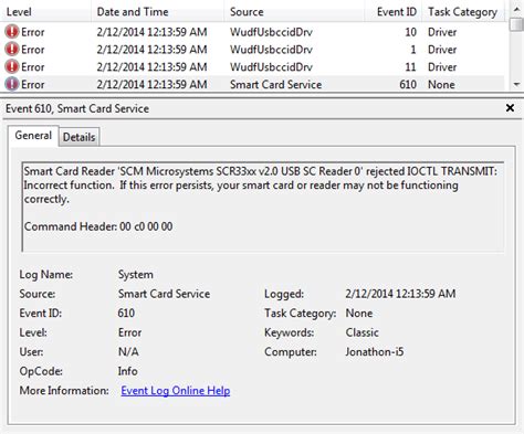 smart card reader critical error|smart card error codes.